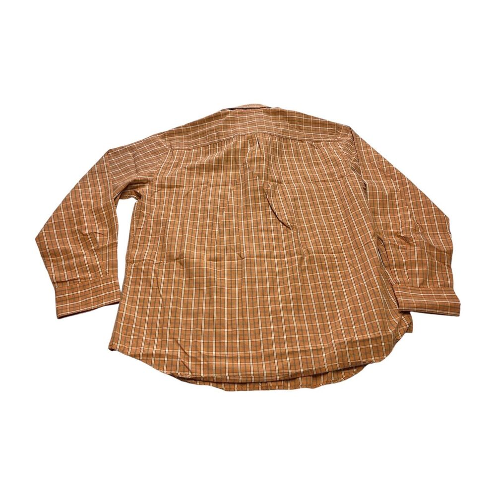 Dockers Dress Shirt Mens Large 16/16.5 Brown Plaid Cotton Pleated Classic Formal - Picture 3 of 6